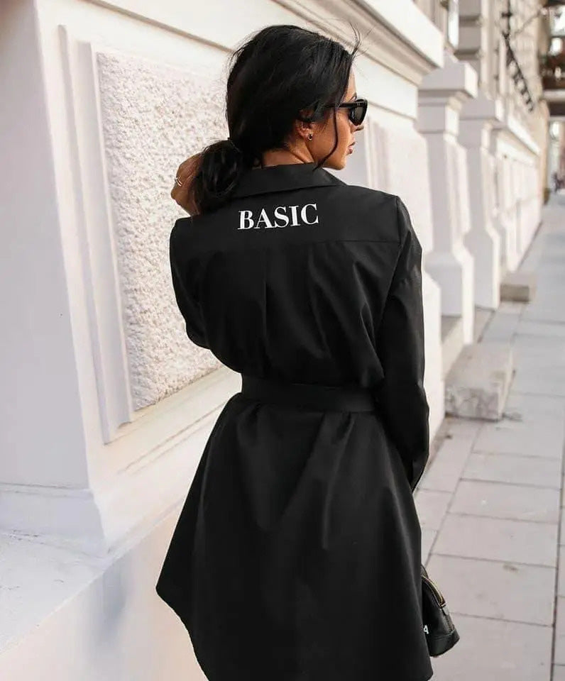 Дамска риза с колан Never Basic Black Edition