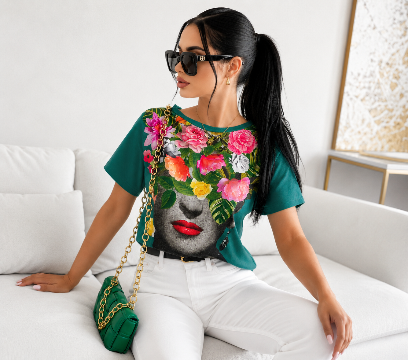 Unikalny top w zielonym kolorze Frida