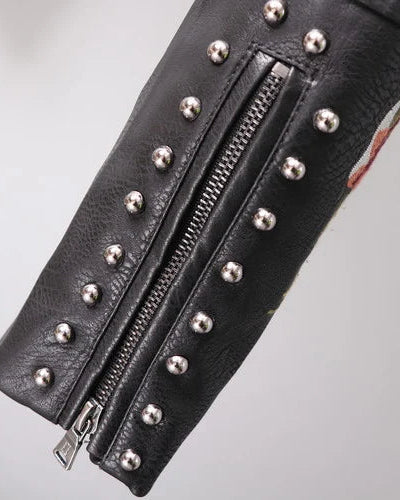 ŽENSKA KOŽNA JAKNA EMBROIDERED EYELETS - Limited edition