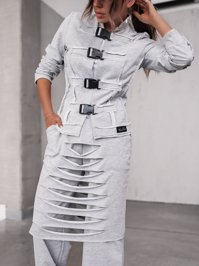 Дамски комплект Manhattan Style Gray якенце и панталон в сиво