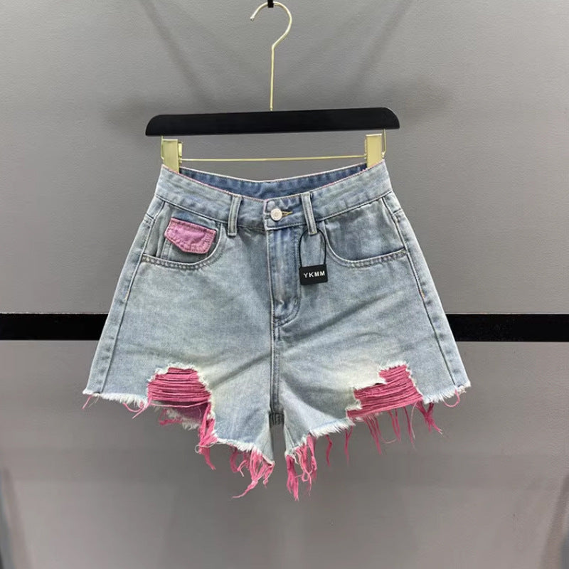 Γυναικείο κοντό παντελόνι Pink Ripped SS26