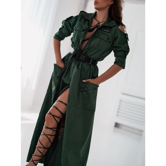 Дълга рокля с колан Savana Emerald