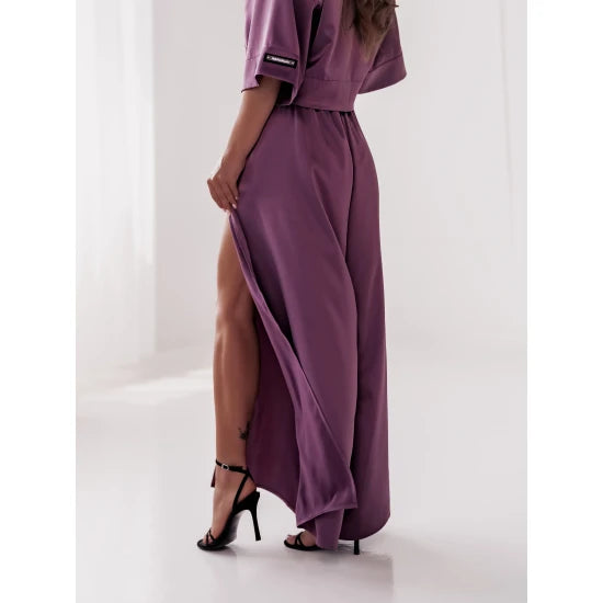 Сатенен сет риза и панталон Boho Violet