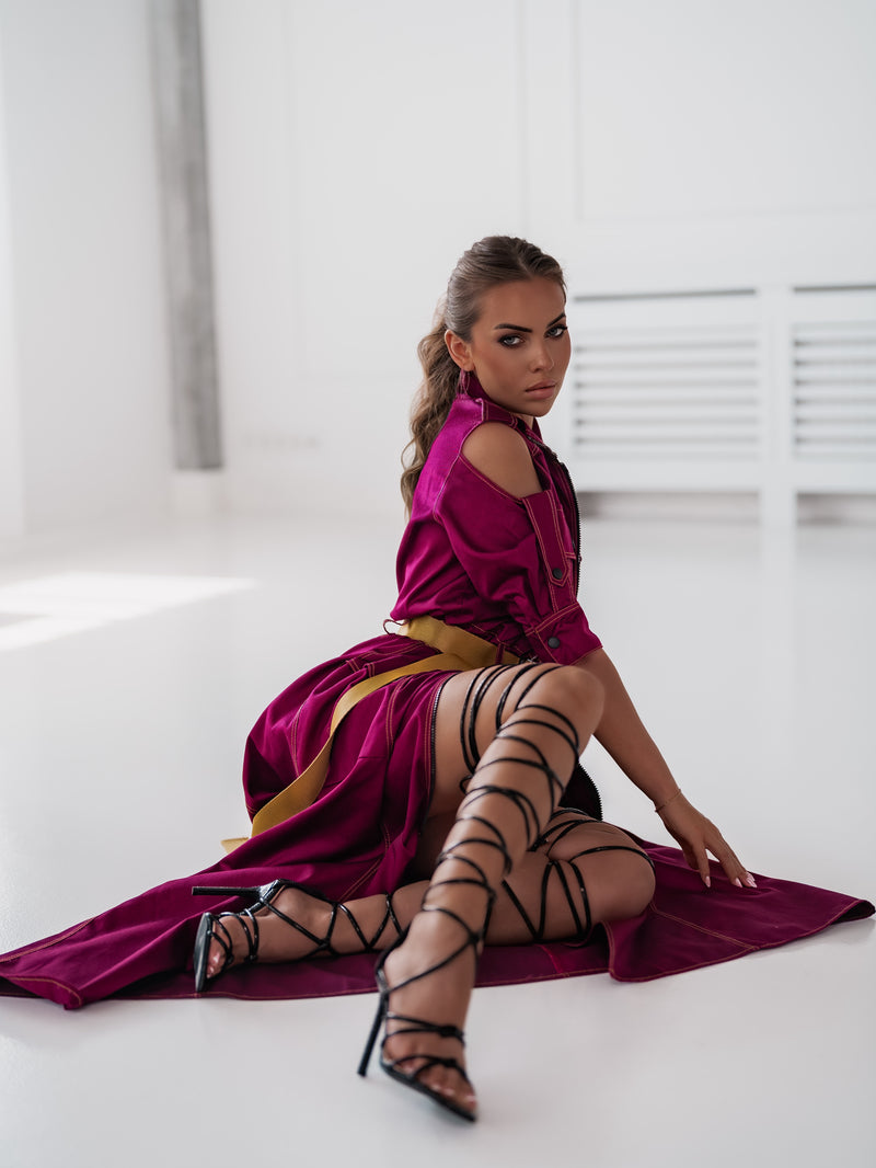 Дълга рокля с колан Savana Ruby