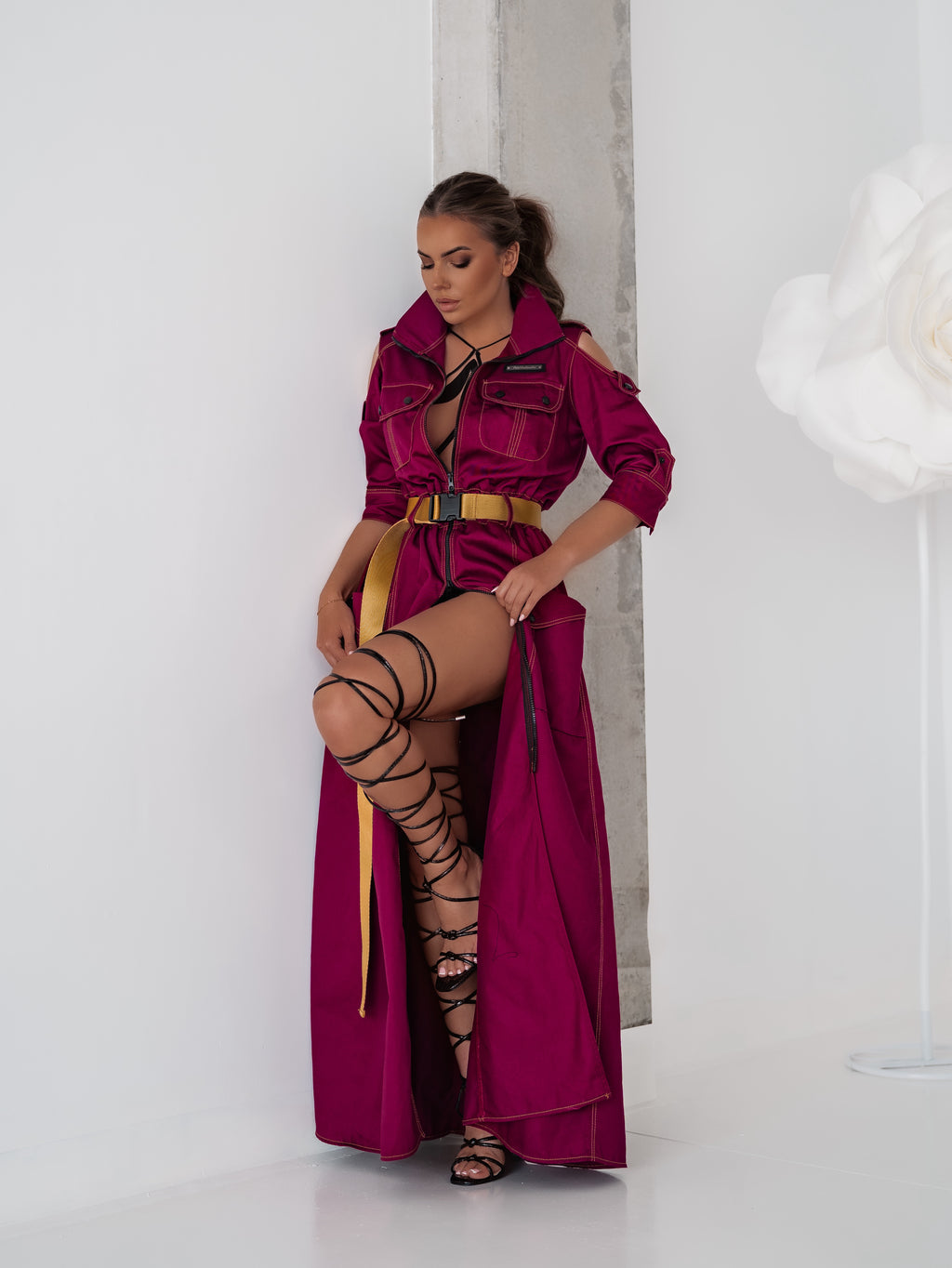 Дълга рокля с колан Savana Ruby