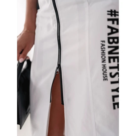 Дизайнерска пола с цип в бяло FabnetStyle
