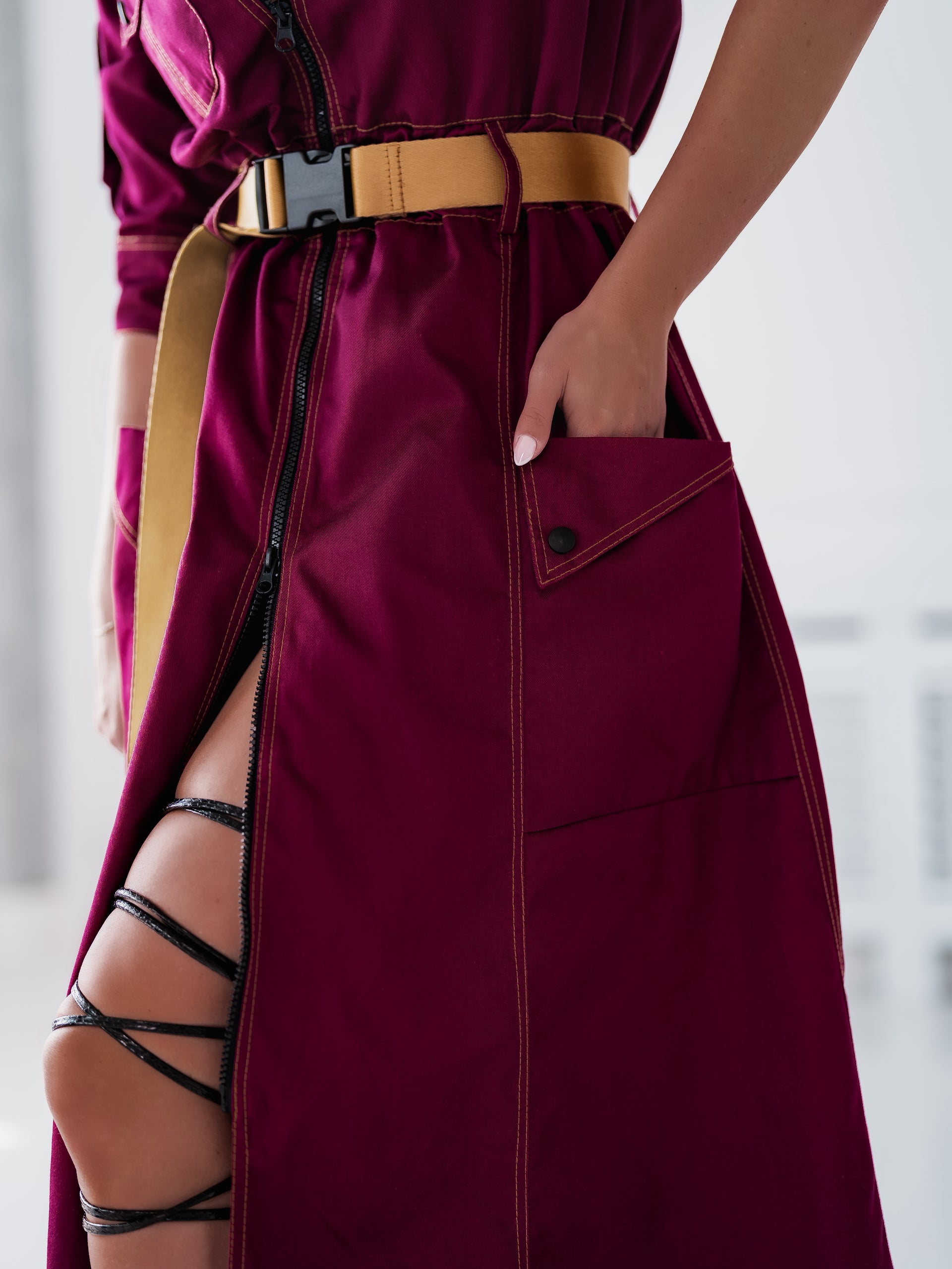 Дълга рокля с колан Savana Ruby